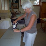 patchwork student ironing fabric